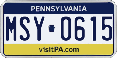 PA license plate MSY0615