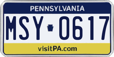 PA license plate MSY0617