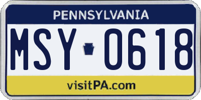 PA license plate MSY0618