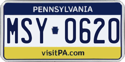 PA license plate MSY0620