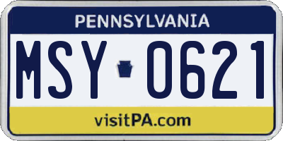 PA license plate MSY0621