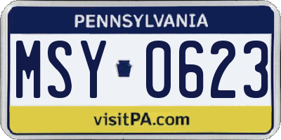 PA license plate MSY0623