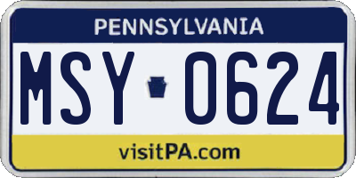 PA license plate MSY0624