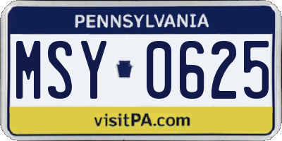 PA license plate MSY0625