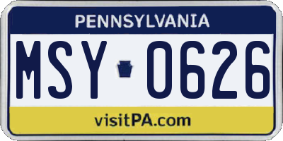 PA license plate MSY0626