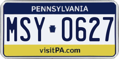 PA license plate MSY0627