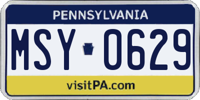 PA license plate MSY0629