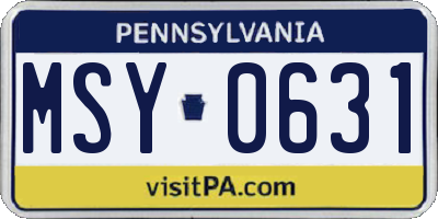 PA license plate MSY0631