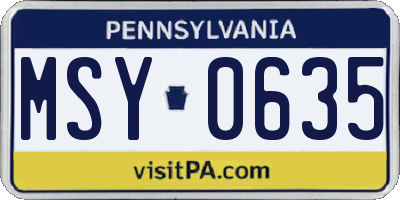 PA license plate MSY0635