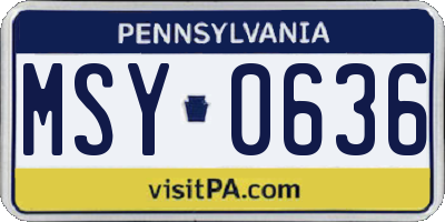 PA license plate MSY0636
