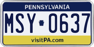 PA license plate MSY0637