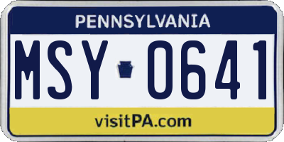 PA license plate MSY0641