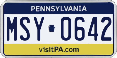 PA license plate MSY0642