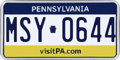 PA license plate MSY0644