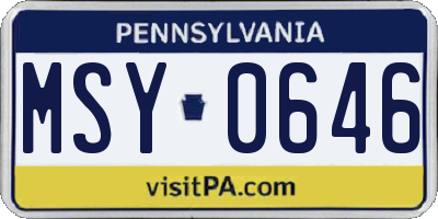 PA license plate MSY0646