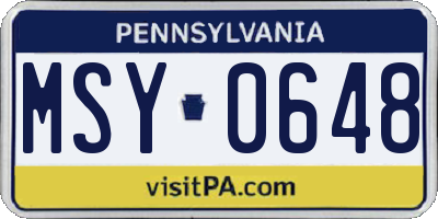 PA license plate MSY0648