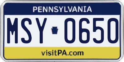PA license plate MSY0650