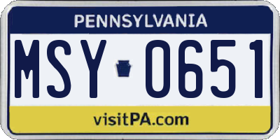 PA license plate MSY0651