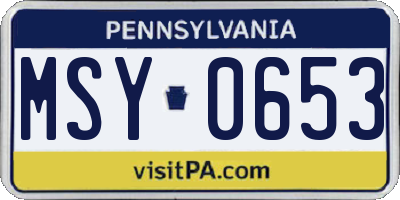PA license plate MSY0653