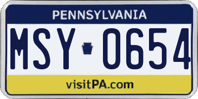 PA license plate MSY0654