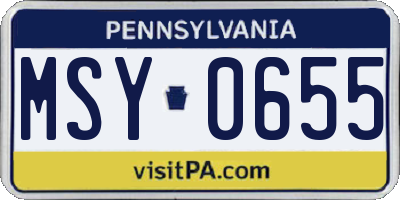 PA license plate MSY0655