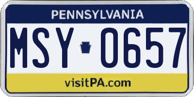 PA license plate MSY0657
