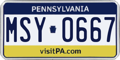 PA license plate MSY0667