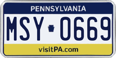 PA license plate MSY0669