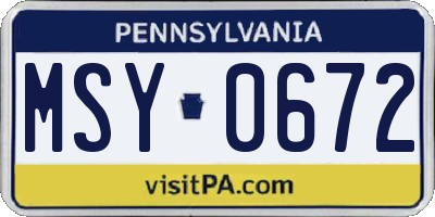 PA license plate MSY0672