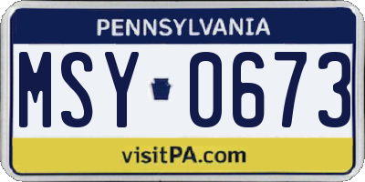 PA license plate MSY0673