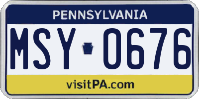 PA license plate MSY0676