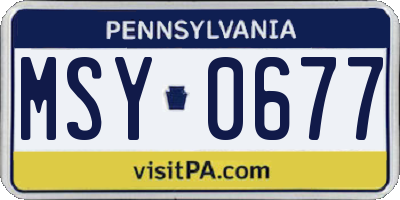 PA license plate MSY0677