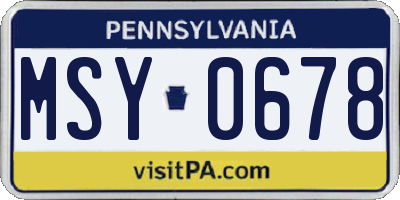 PA license plate MSY0678