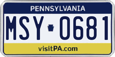 PA license plate MSY0681