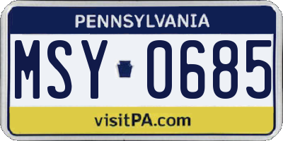 PA license plate MSY0685