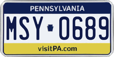 PA license plate MSY0689