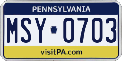 PA license plate MSY0703