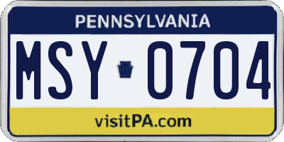 PA license plate MSY0704