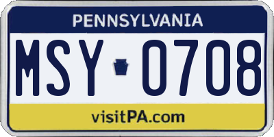 PA license plate MSY0708