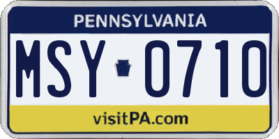 PA license plate MSY0710