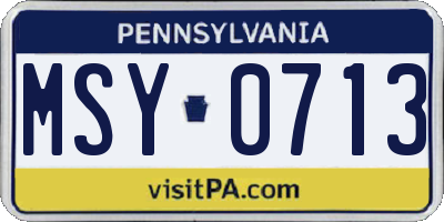 PA license plate MSY0713