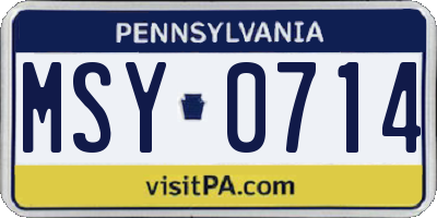 PA license plate MSY0714