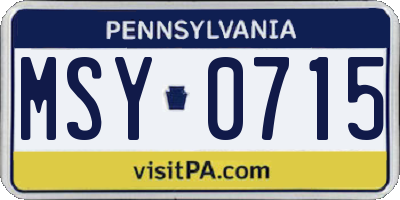 PA license plate MSY0715
