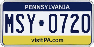 PA license plate MSY0720