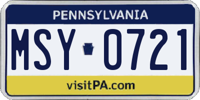 PA license plate MSY0721