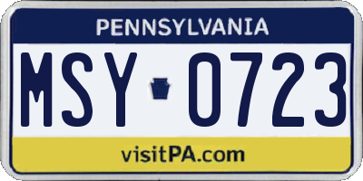 PA license plate MSY0723