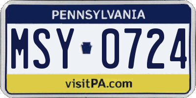 PA license plate MSY0724