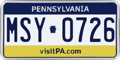 PA license plate MSY0726