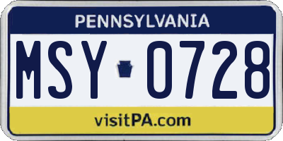 PA license plate MSY0728