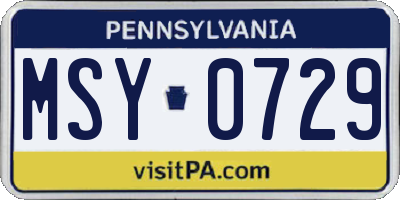 PA license plate MSY0729